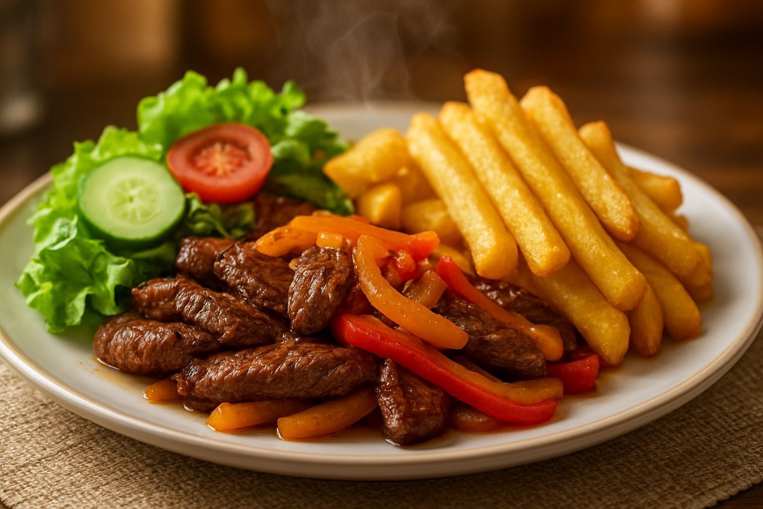 An image of Steak Fajitas with Fries & Fresh Garden Salad Easy FlavorPacked Weeknight Dinner